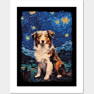 Australian Shepherd Starry Night Posters and Art